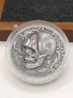 2017 Cameroun 1 Oz Silver Carved Skulls 1 000 Cfa High Relief Antique Finish