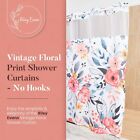 No Hook Floral Shower Curtains With Washable Snap-in Liner 71wx74l 