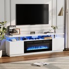 70  Tv Stand Electric Fireplace 5000btu Heater With 12 Led Lights Up To 80  Tvs