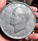 Vintage Oversized 3 -1971 Novelty Eisenhower One Dollar Coin Coaster-copy Stamp