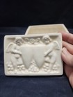 Vtg Ornate Ceramic Trinket Box White Cupids Decor Trinket Jewelry 5 X 3 Japan 