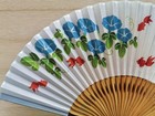 Japanese Silk Folding Fan Sensu Morning Glory Goldfish Blue Made In Japan