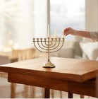 Hanukkah Jewish Chanukah Menorah  Israel Vintage Brass Chanukah Candle Holder