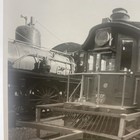 Vintage Railroad Motor Car Steam Locomotive Yard Photo 4x5 B w Gelatin Orig