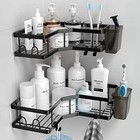 Corner Shower Caddy  2 Pack Adhesive Shower Corner 9 6   9 6   2 6  Black