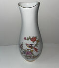 Bird Design Painted White Vase Hollohaza Hungary
