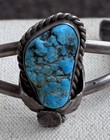 Old Pawn Native American Navajo Chunky Turquoise Sterling Silver Cuff Bracelet 8