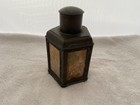 Vintage Chinese Oriental Asian Tea Caddy Metal With 5 Glass Scenic Panels Marked