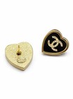 Chanel Gold Heart Cc Crystal Enamel Stud Earrings Logo