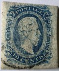 Us Confederate Stamp 1863 10c Sc  Csa 11 Used Imperf   Blue Pse Cert 