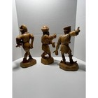 Vintage 1960 Hand Carved Wood Black Forest German Morris Dancers- Set Of 3 As-is