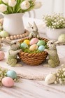 Chrisdon Bunny Rabbit Basket Bowl Easter Centerpiece Figural Rabbits Vtg