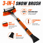 3-in-1 Snow Brush Ice Scraper Extendable 47  Car Snow Removal Tool Soft Bristles