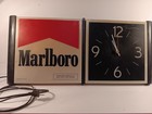 Marlboro Promo Horizontal Vertical Wall Clock Lit Works Vintage 90s Plastic Rare