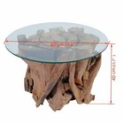 Garden Solid Teak Driftwood Coffee Bar Table Living Room Side Tea Glass Tabletop