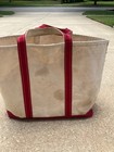 Vintage 1980 s L l  Bean Boat And Tote Large Bag Red Trim Green Label Sls