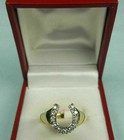 2ct Round Lab Created Diamond Horseshoe Unisex Ring 14k Yellow Gold Finish