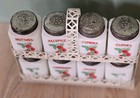 1950s Tipp City Cherry Spice Jars And Tilt Rack Milk Glass