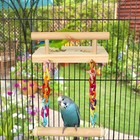 Natural Wooden Bird Perch   Play Gym With Swing For Small   Medium Birds