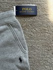 Polo Ralph Lauren Medium Youth Heather Grey Fleece Sweatpants Navy Blue Pony Nwt