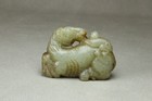 Chinese Antique Old Hetian Jade Hand-carved Horse Monkey Statues