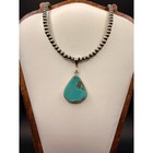 Bisbee Style Turquoise Pendant Pyrite Matrix Sterling Southwestern Pendant