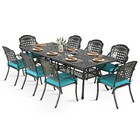 9 Pcs Outdoor Patio Furniture Set Cast Aluminum Dining Table   Chairs Set For 8