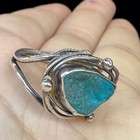 Very Rare Ancient Roman Solid Silver Gem Stone Ring Restored