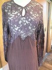 Vintage 1930s Art Deco Brown Crepe And Lace Day Dress B 37 As Is