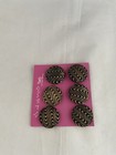 Set Of 6 Glass Black And Gold Round Vintage Buttons W shank  1   diameter