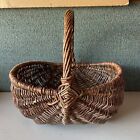 Large Antique Primitive Hand Woven Buttocks Gathering Basket Americana