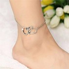 Double Heart Shape Silver Tone Plated Anklet Ankle Chain Bracelet Women Foot