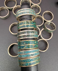 Vintage Sterling Silver Chipped Turquoise Inlay Band Eagle 3 Taxco Mexico Ring