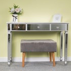 Mirrored 3 Drawer Console Table Glass Finish Silver Home Vanity Dresser Desk