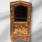 Antique 19thc French Miniature Sedan Chair Vitrine Box hand Painted Cherubs