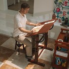 Vintage Wooden Drafting Table  35 5  X 23 5   Artist Drawing Table With