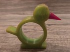 Vintage Pair Marbled Bakelite Bird Napkin Rings Green   Red Butterscotch   Black