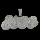 3 4ct Round Cut Real Moissanite Custom Any Letter Pendant 14k White Gold Plated
