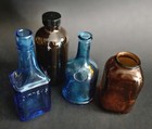 Lot Of Vintage Glass Bottles  Apothocary Bitters Snuff Jar Lot Of 4