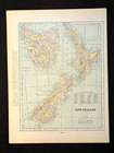 New Zealand Country Atlas Map 1903 Colored Lithograph 11 1 4  X 14 1 2 