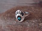 Navajo Indian Sterling Silver Turquoise Bear Paw Ring Size 4 5 - L  Parker
