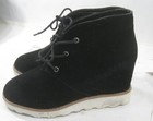 Ladies Black 3 5 high Wedge Heel Lace Up Round Toe Ankle Boot Women Size 8 5