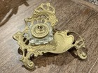 Brass Inkwell Glass Inkwell Holder Ornate Art Nouveau Vintage