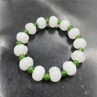 Hetian Jade Lotus Bracelet  Nephrite Unisex Buddhist Bead Jewelry
