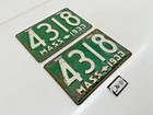Orig  Paint Pair 1933 4318 Massachusetts License Plate Sign Ma 4318 C76-10