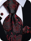 Paisley Tie Sets Floral Necktie Handkerchief Cufflinks Set Silk Woven Ties Busin