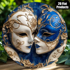 Mardi Gras Venetian Golden Mask Wall Art Vintage Style Aluminum 8x8  Decor