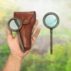 Antique Henry London Brass Magnifying Glass     Vintage Marine Style With Leather