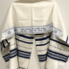 Mishkan Hatchelet Jewish Prayer Shawl Tallit Wool Blue Silver Stripes 47x67  50