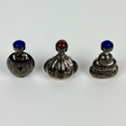 Set Of 3 Vintage Modernist Taxco Hand Hammered Sterling Perfume snuff Bottles